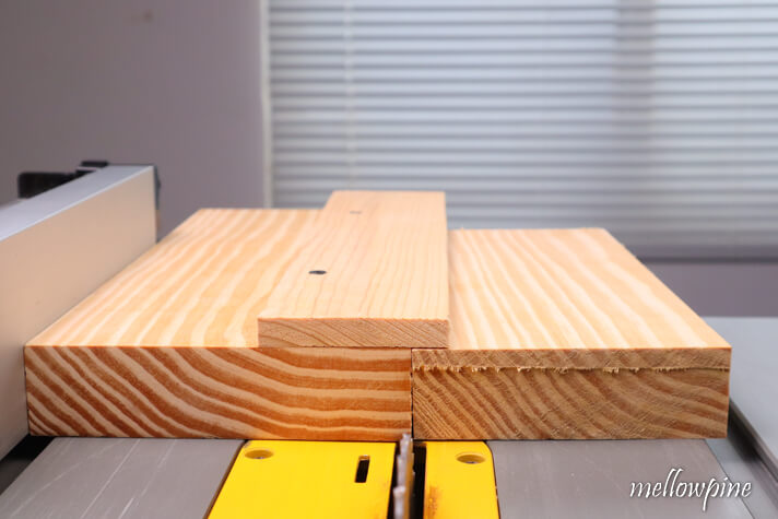 wood to be cut placed inside the wedge of the jig