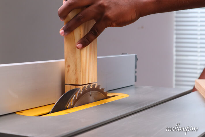 setting the blade height for cutting the tenon