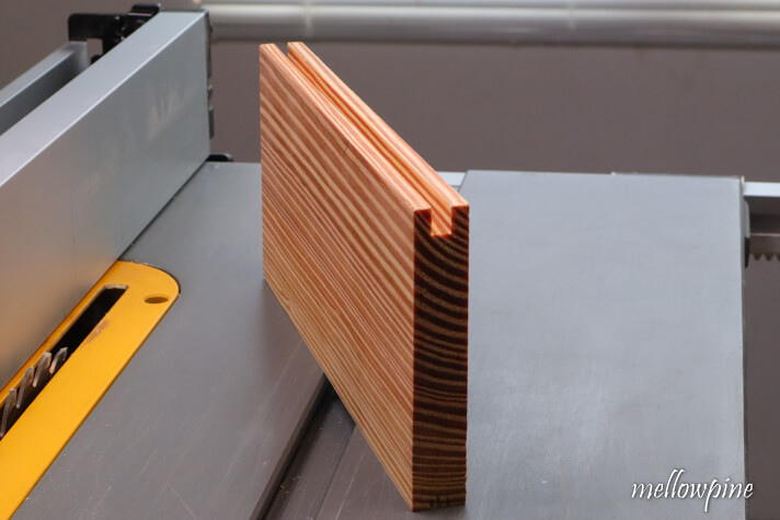 groove cutting completed on table saw