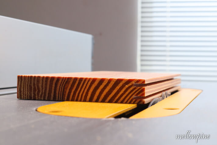 adjusting blade height for completing cutting the tongue on the table saw