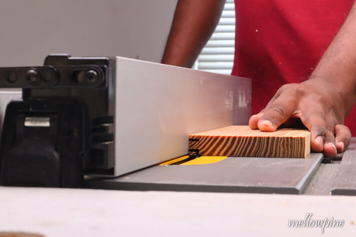 completing cutting the tongue on the table saw