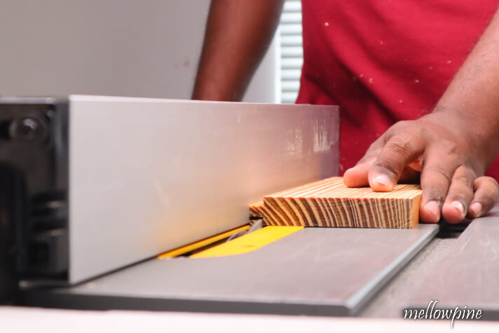 completing cutting the tongue on the table saw