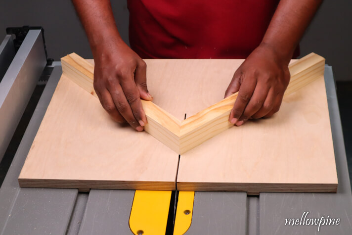aligning the other angled piece to the miter sled