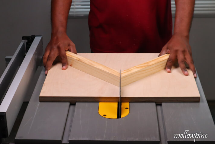 cutting the angled pieces at the joint