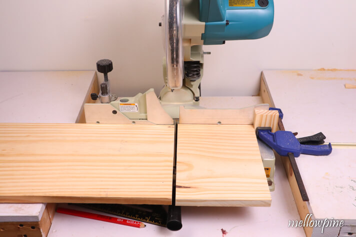 wide board cut using miter saw