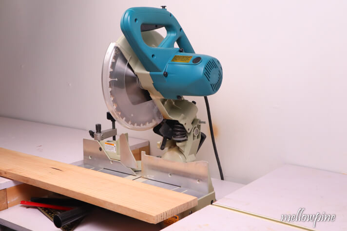 board placed on miter saw table