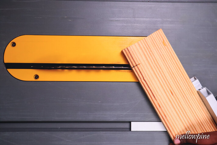 aligning the blade with the line of cut