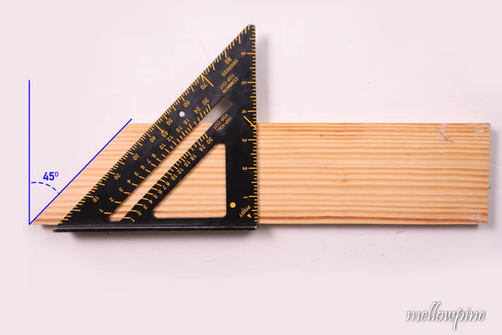 45 degree miter cut completed using a table saw