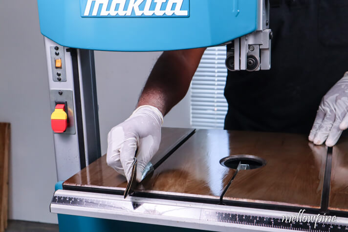 sanding the table with sandpaper