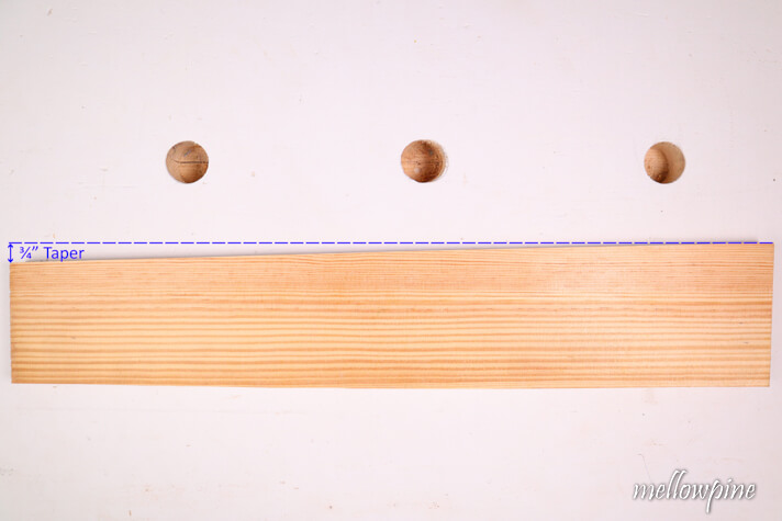 taper cut completed using the table saw