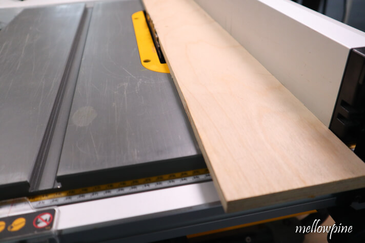 piece of plywood for jointing with table saw