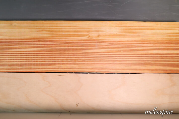 wood placed next to the plywood jig