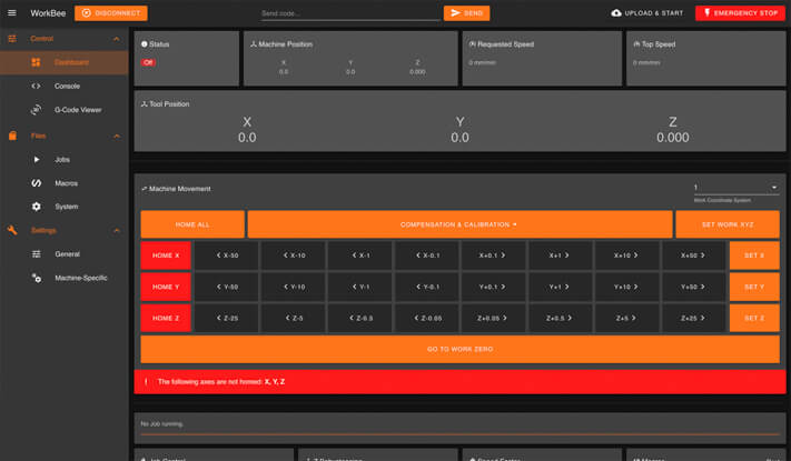 WorkBee Control software interface