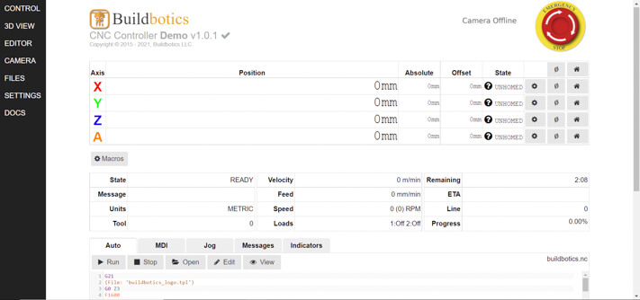 Buildbotics control software user interface