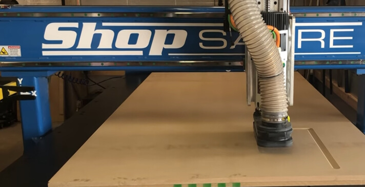 Dust skirt in RC8 CNC router