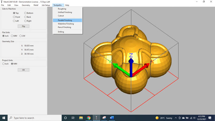 Toolpath Options in MeshCAM
