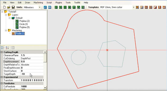 The user interface of CamBam software