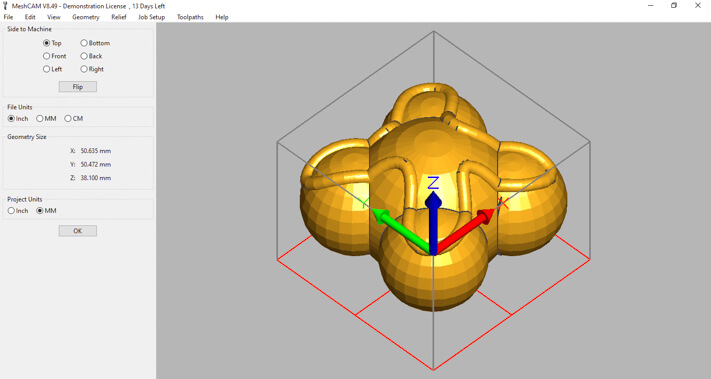 User interface of MeshCAM