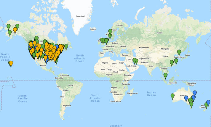 Inventables customer distribution map