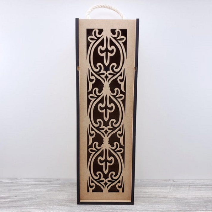 Damask Personalized Laser Cut MDF Wine Gift Box