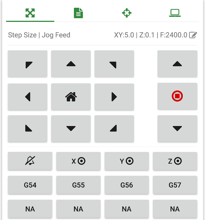 Grbl Controler app jogging control panel