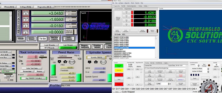 UI of Mach3 (left) and Mach4 (right)