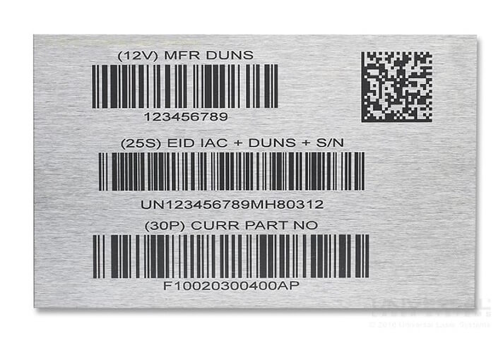 Stainless steel laser engraved with barcodes