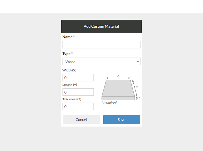 Window to add custom material