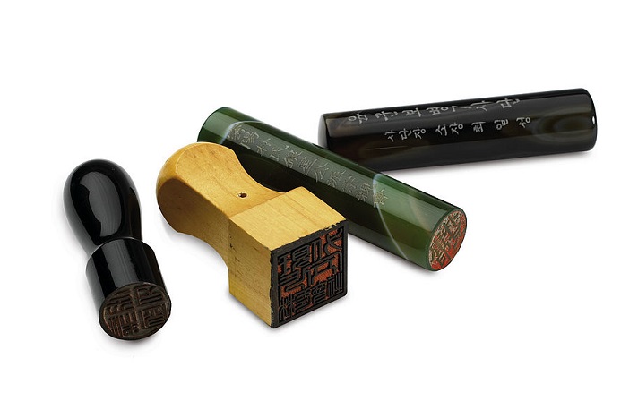 A set of laser engraved rubber stamp