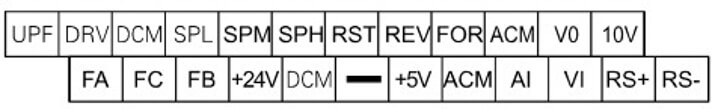Control circuit terminals (Source: HUANYANG VFD manual)