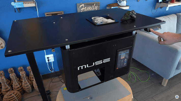 Muse Pandora mounted below a adjustable workbench