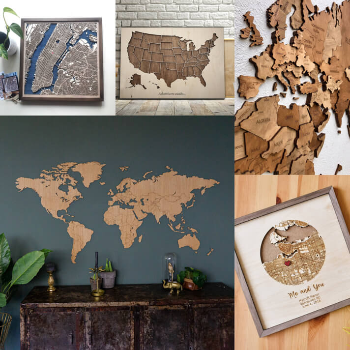 Wooden Maps (Source: Etsy)