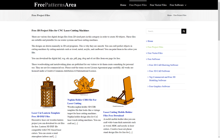 FreePatternsArea website