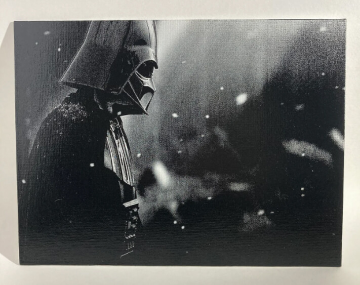 Laser engarved painting on canvas (Source Etsy)