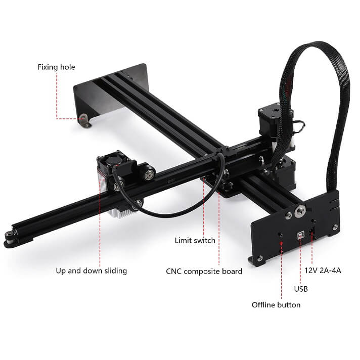 NEJE Master 2S Plus - Parts labeled