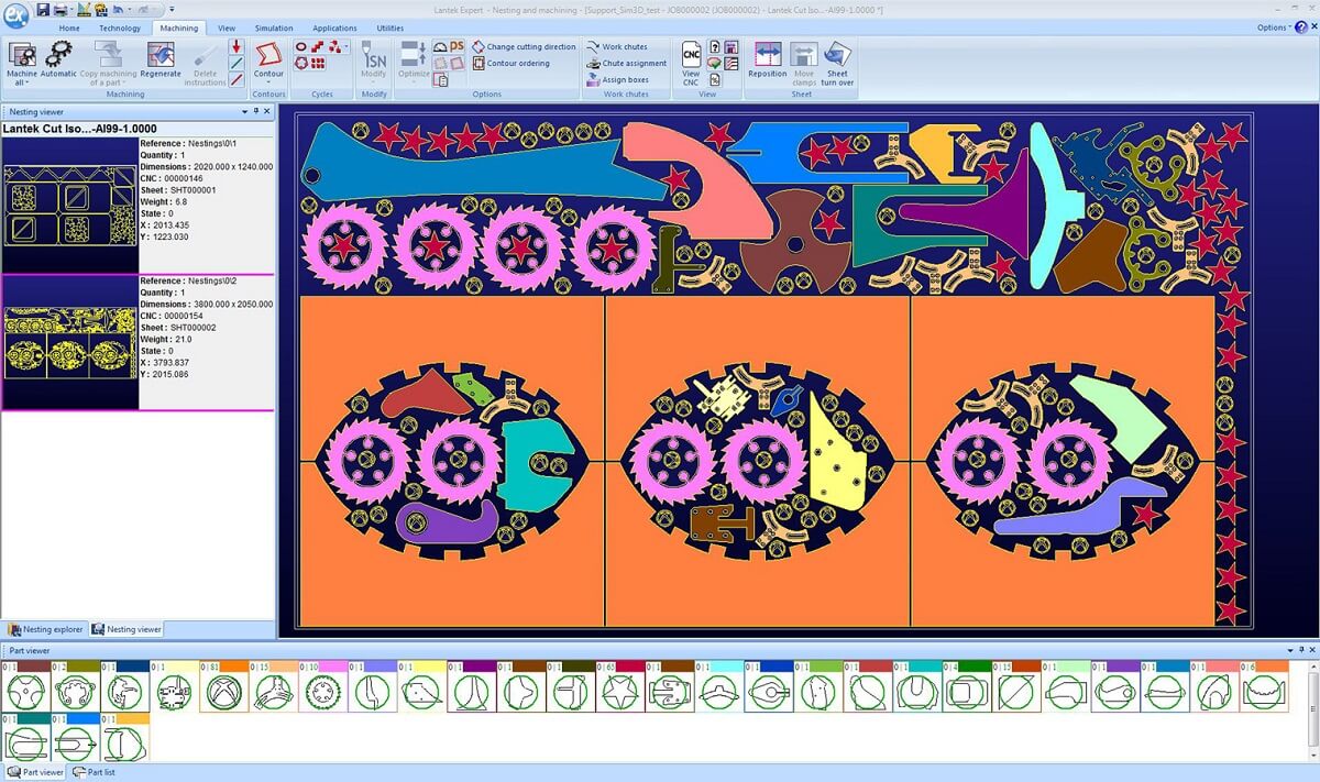 Nesting software for laser cutting