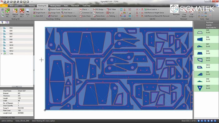 SigmaNEST software interface