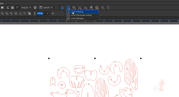 eCut nesting plug-in on CorelDRAW