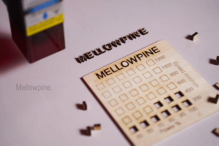 Laser cutting test runs on wood