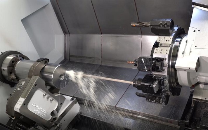 Drilling a deep hole using a CNC turning center
