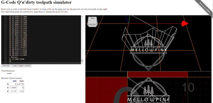 G-code Q'n'dirty Toolpath Simulator interface