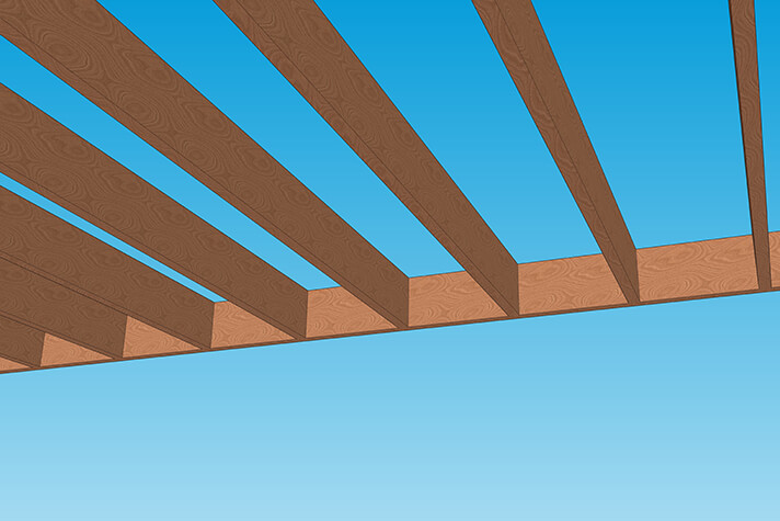 Wooden Roof Joist with small spacing.