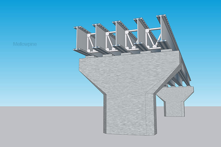 Plate girders in a bridge.