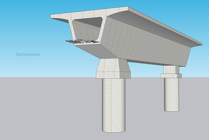 Boxed girder under a road.