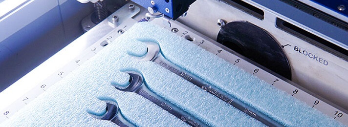 Fiber laser cut foam for tool box 