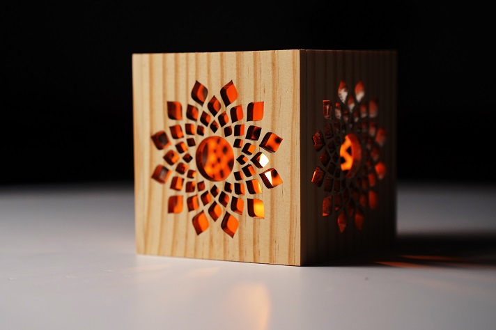 A decorative wooden box made using  xTool D1 Pro