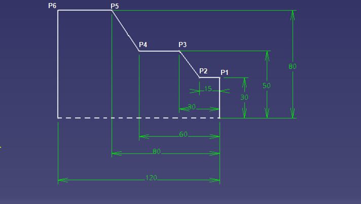 Toolpath for the required lathe operation