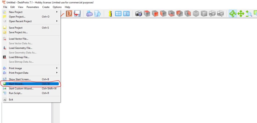 Starting wizard interface on DeskProto