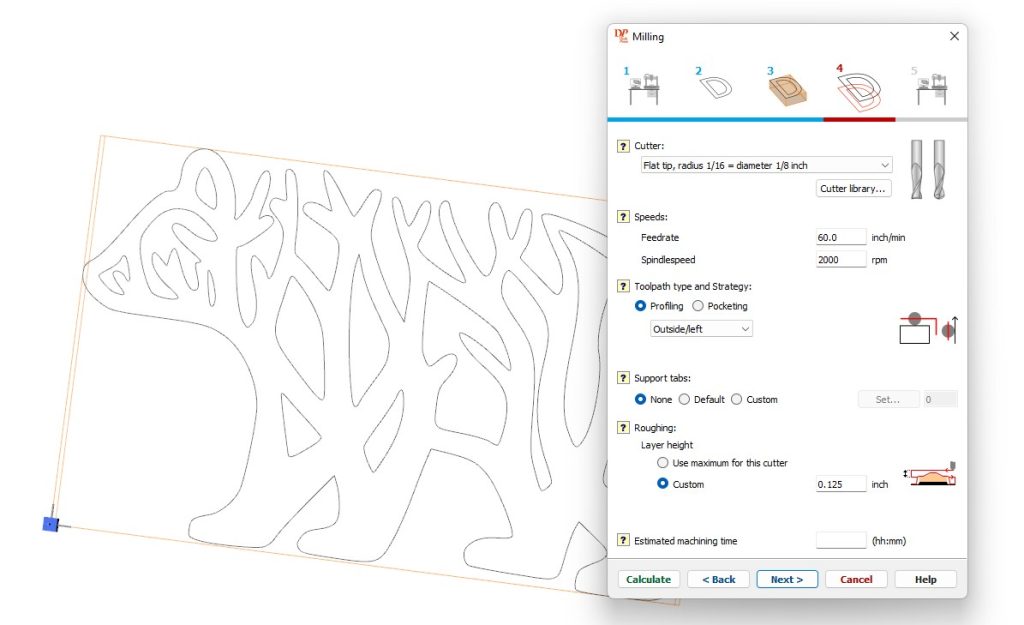 Vector machining wizard screen 4