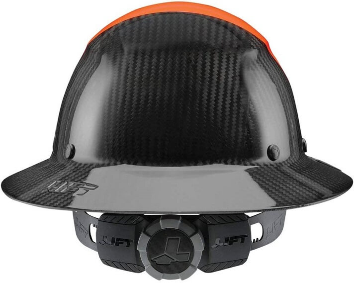 Coated Carbon fiber on a safety head gear
